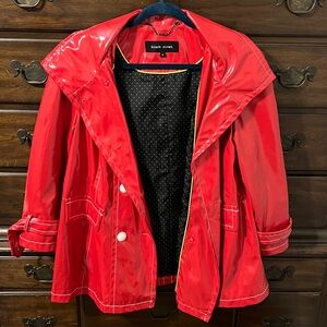 Black Rivet Women's Glossy Red Trench Coat
